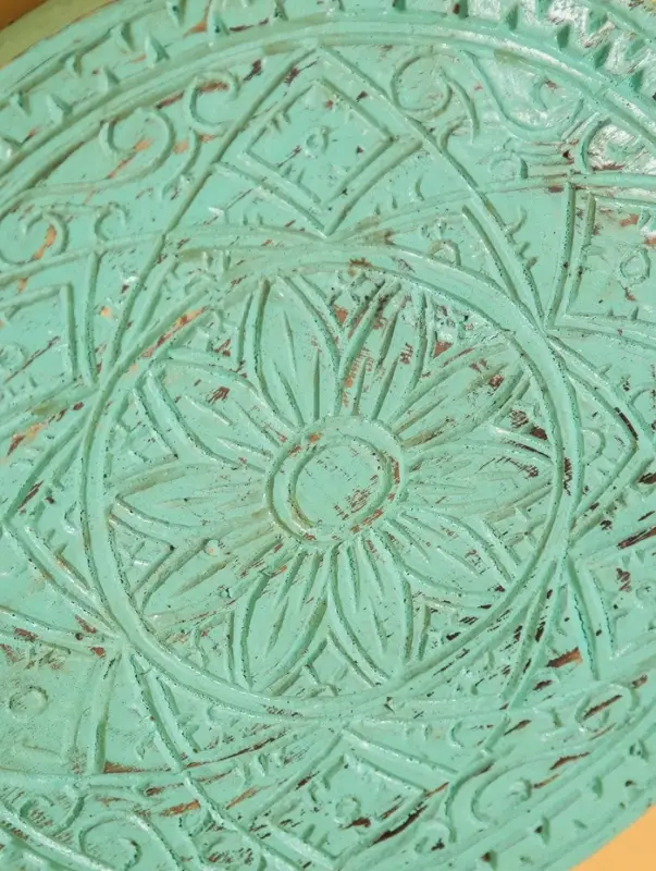 Панно " Мандала" дерево, 30х30х2 см, цв. бирюзовый