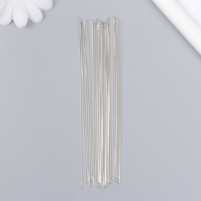 Иглы металл для бисера в стеклянной колбе тонкие набор 30 шт &Oslash; 0,45х120 мм 1,5х1,5х14 см