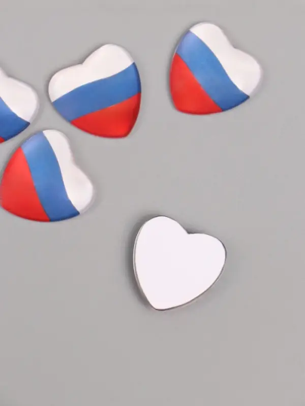 Кабошон стекло для творчества &laquo;Сердце. Россия&raquo;, 2.5&times;2.5 см
