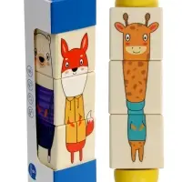 Кубики деревянные на оси  &laquo;Животные&raquo; , 3 кубика