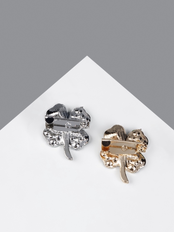 Брошь &laquo;Клевер&raquo; на удачу, МИКС, (неделимая фасовка 12 шт., цена за шт.)