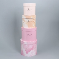 Набор шляпных коробок для цветов 4 в 1, упаковка подарочная, &laquo;Нежный&raquo;, 14 х 13 см - 20 х 17.5 см