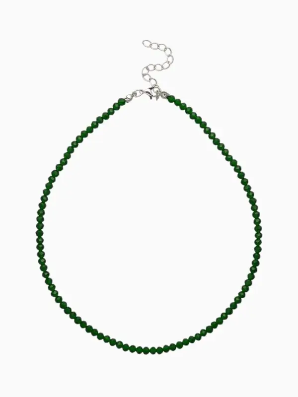 Чокер из бисера &laquo;Хрусталь&raquo;, травяной в серебре, 37 см + 5 см доп, цепочка