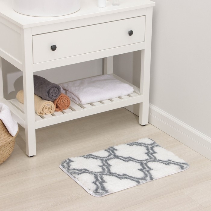 Коврик Доляна &laquo;Вензель&raquo;, 40&times;60 см, цвет белый