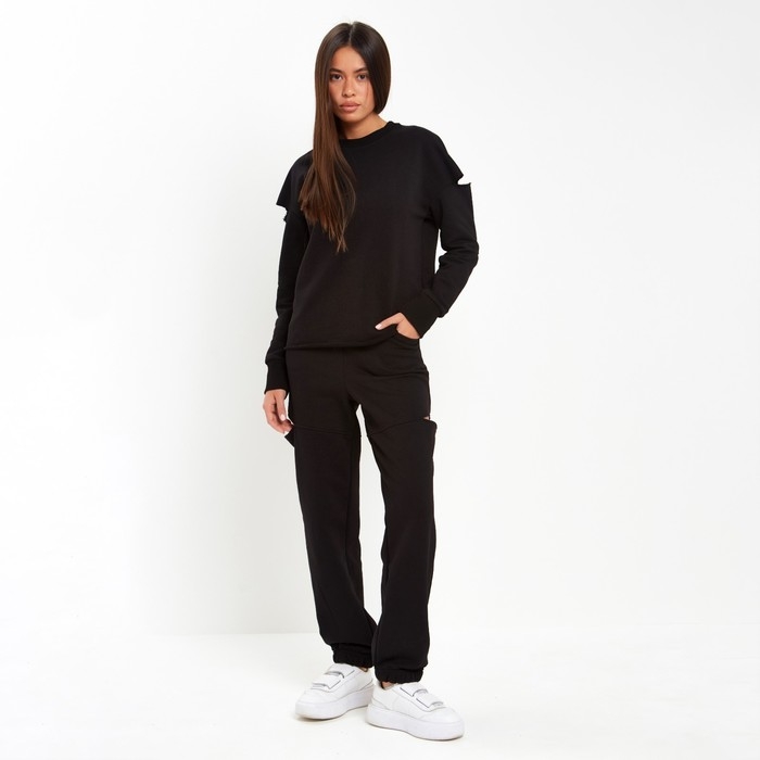 Свитшот женский с разрезами MIST размер 40-42, цвет чёрный Свитшот женский с разрезами MIST размер 40-42, цвет чёрный