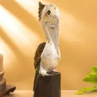 Сувенир интерьерный "Пеликан" 10х10х33 см, дерево, цв. белый с золотом