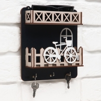 Ключница настенная с полкой и карманом, велосипед, 19,2 х 20 см. Ключница настенная с полкой и карманом, велосипед, 19,2 х 20 см.