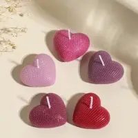 Набор свечей декоративных "Вафельные сердца" 5 шт 4,5х4,5 розово-фиолетовые 6,5х22,5х3,5 см   109135