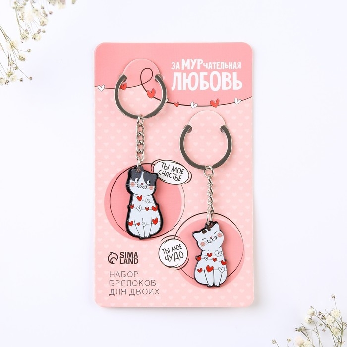 Брелок для ключей парный &laquo;ЗаМУРчательная любовь&raquo;, акриловый, 13,3 х 8