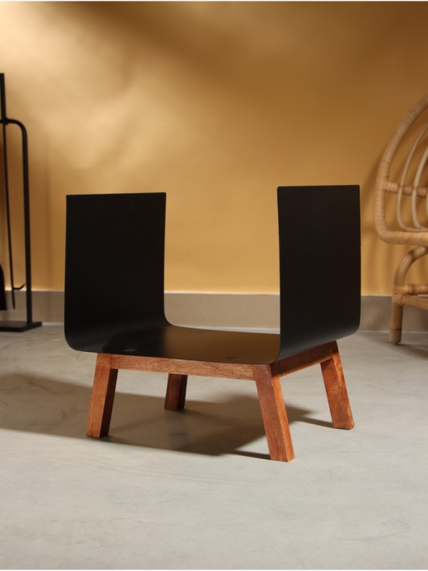 Дровница "Вечерок" сталь, дерево 38х30х40 см