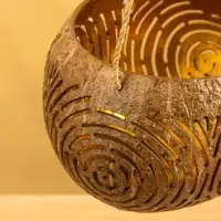 Подсвечник подвесной из кокоса, 13-17 см, коричневый