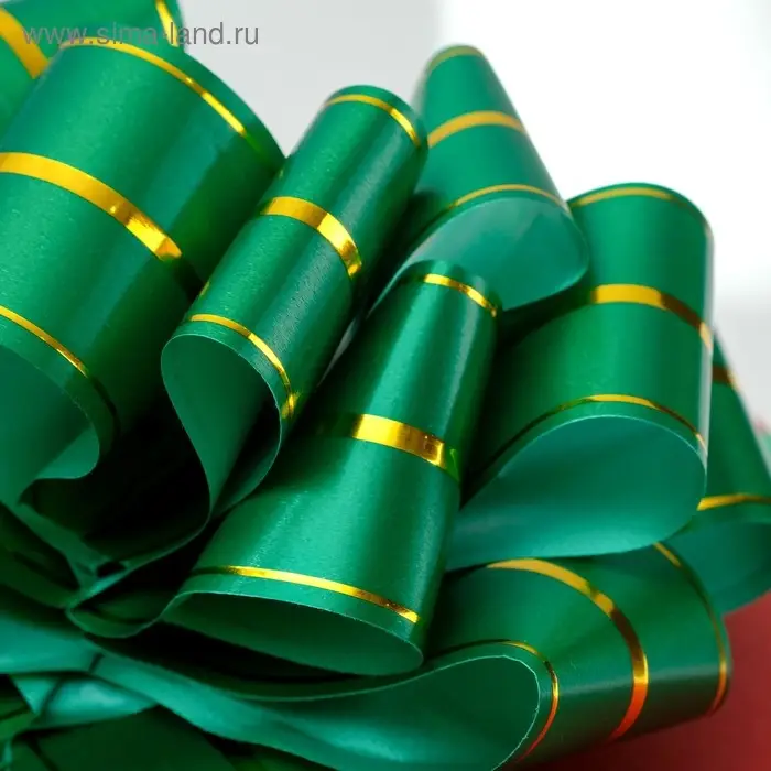 Бант - шар №4.5 три золотых полосы, зеленый