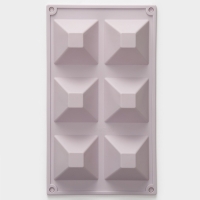 Форма для выпечки Доляна &laquo;Пирамида&raquo;, силикон, 6 ячеек, 29,5&times;17,2&times;4 см, сиреневая