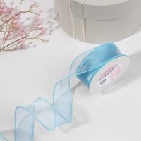 Лента капроновая «Волна», с блеском, 40 мм, 10 ± 1 м, цвет голубой №25 Лента капроновая «Волна», с блеском, 40 мм, 10 ± 1 м, цвет голубой №25