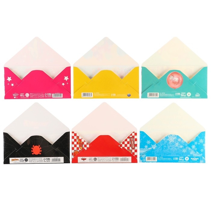 Конверты для денег, 16.5 х 8 см, Микки Маус, Щенячий патруль, Тачки, Холодное сердце, Человек-паук, МИКС Конверты для денег, 16.5 х 8 см, Микки Маус, Щенячий патруль, Тачки, Холодное сердце, Человек-паук, МИКС