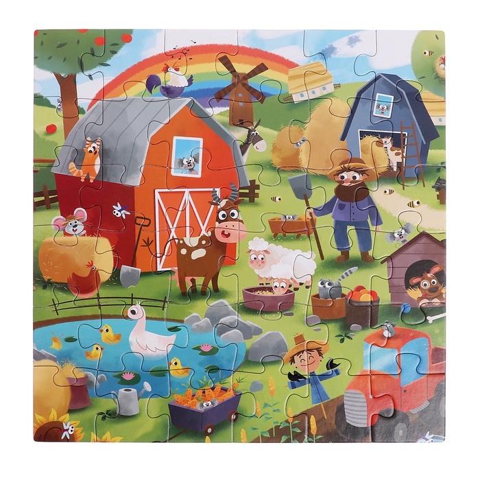 Пазлы 4 в 1 &laquo;День на ферме&raquo;, 25, 36, 49, 64 элемента