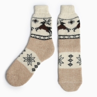 Носки женские новогодние шерстяные &laquo;Олень&raquo;, цвет бежевый, размер 25