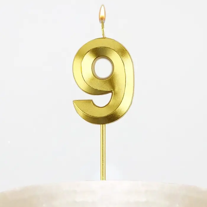 Свеча цифра для торта &laquo;9&raquo;, золото, 2,3 х 8 см