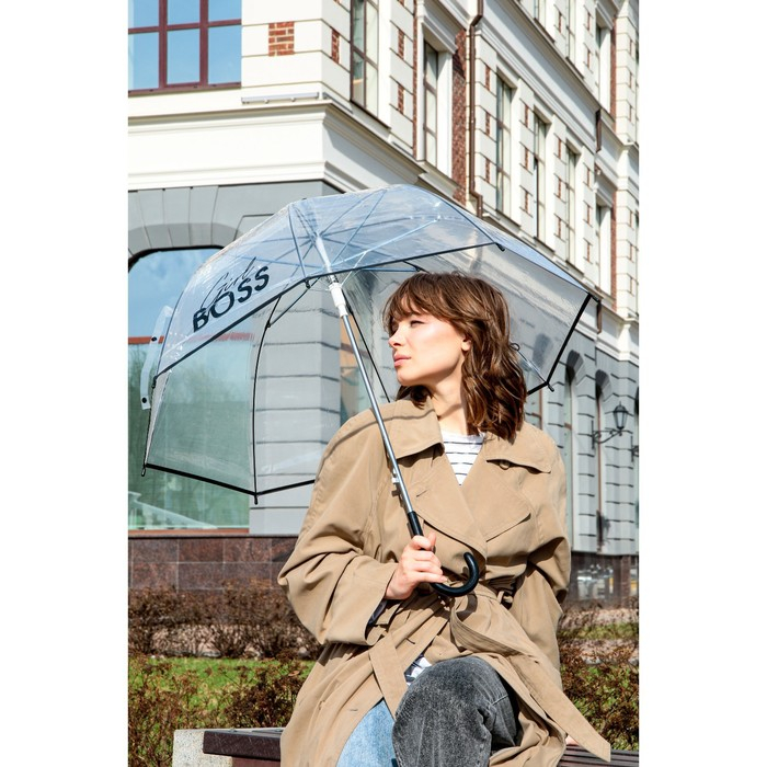 Зонт женский купол Girl boss, 8 спиц, d = 88 см, прозрачный Зонт женский купол Girl boss, 8 спиц, d = 88 см, прозрачный