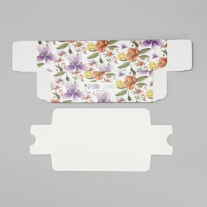 Коробка для макарун, кондитерская упаковка &laquo;Ботаника цветы сиреневые&raquo; 18 х 5.5 х 5.5 см