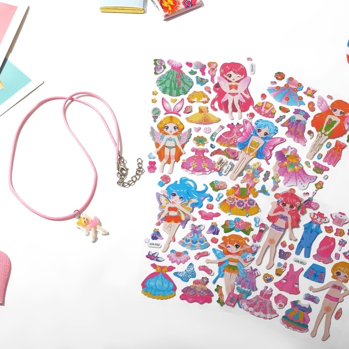 Набор детский &laquo;Выбражулька&raquo; 2 предмета: кулон, наклейки, балерина, цветной