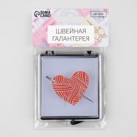 Игольница магнитная &laquo;Сердце&raquo;, с иглами, 7 &times; 8 см, цвет чёрный