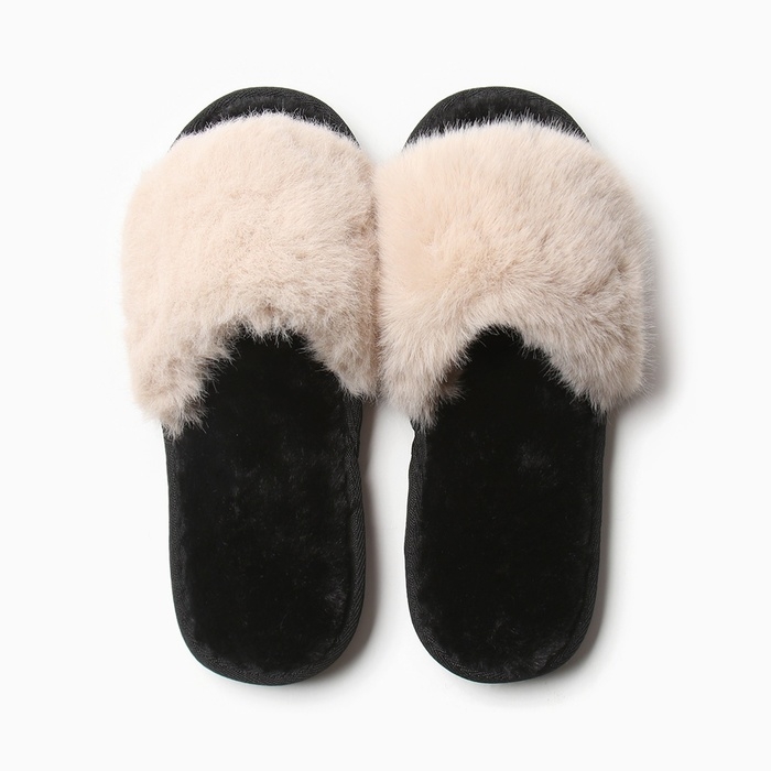 Тапочки женские с открытым носом размер 41-42, цвет кофейный Тапочки женские с открытым носом размер 41-42, цвет кофейный