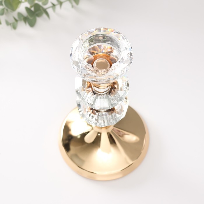 Подсвечник металл на 1 свечу d=4 см "Вазир" золото 11х11х21 см