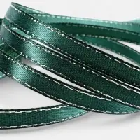 Лента атласная, с серебряным люрексом, 6 мм, 23&plusmn;1 м, зелёная №70