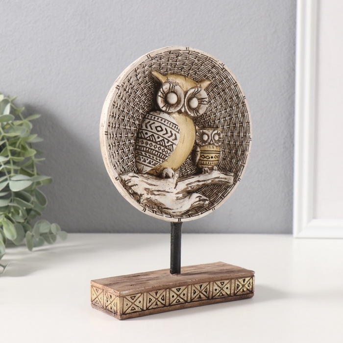 Сувенир полистоун "Два золотых филина на ветке" 5x12x20 см