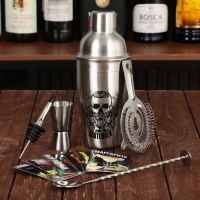 Набор барный &laquo;Крутой бармен&raquo;, 5 предметов, карточки с рецептами