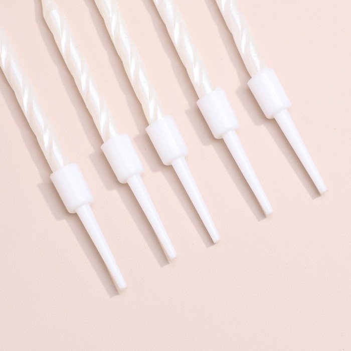 Набор свечи в торт "Спираль", 200шт, 5 см, жемчужный