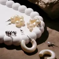 Набор серьги и каффы 7 шт "Нежность", цветной в серебре