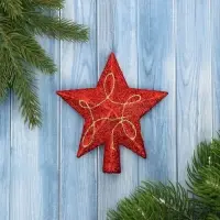 Звезда на ёлку (верхушка) золотая нить, 12 см, микс