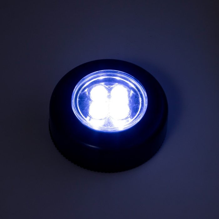 Ночник-пушлайт Ночник-пушлайт "Круг" 4 диода, 3ААА чёрный 2,5х6,5х6,5 см RISALUX