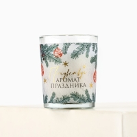 Свеча с калькой новогодняя &laquo;Аромат праздника&raquo; на Новый год на Новый год, аромат еловые ветки,5х6х5 см