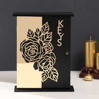 Ключница дерево "Розы" чёрная, зеркальная 6х22,3х29,5 см Ключница дерево "Розы" чёрная, зеркальная 6х22,3х29,5 см