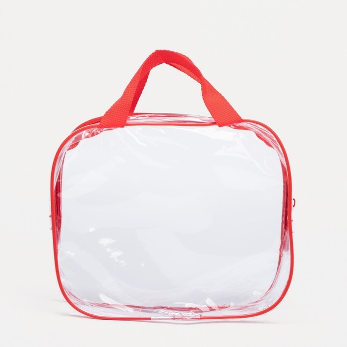 Косметичка на молнии, цвет прозрачный/красный