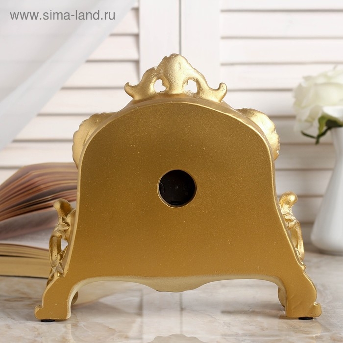 Часы настольные интерьерные каминные, 21 х 19 х 6.5 см, d-7 см, белые с позолотой 3940771