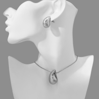 Гарнитур 2 предмета: серьги, кулон &laquo;Капля&raquo;, цвет серебро, 40 см
