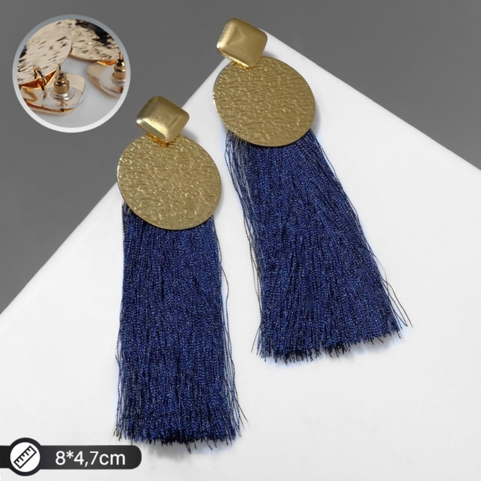 Серьги ассорти «Кисти» хинди, цвет тёмно-синий в золоте, L кисти 9 см Серьги ассорти «Кисти» хинди, цвет тёмно-синий в золоте, L кисти 9 см