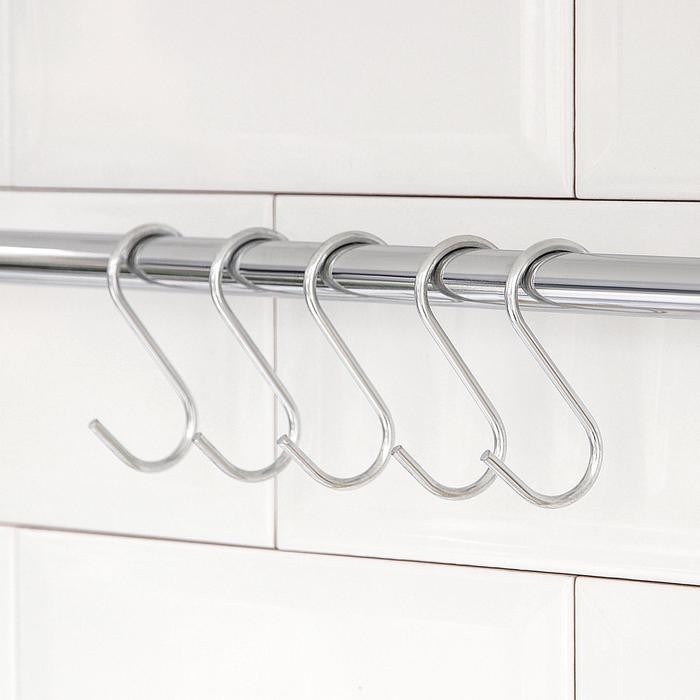 Набор крючков для рейлинга Доляна, d=2,4 см, 7 см, 5 шт, цвет хром Набор крючков для рейлинга Доляна, d=2,4 см, 7 см, 5 шт, цвет хром