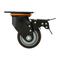 Колесо для трансп. тележек поворотное ТУНДРА, d=100 мм, на пдощадке, со стопорм, покрытие TPR 9917 Колесо для трансп. тележек поворотное ТУНДРА, d=100 мм, на пдощадке, со стопорм, покрытие TPR 9917