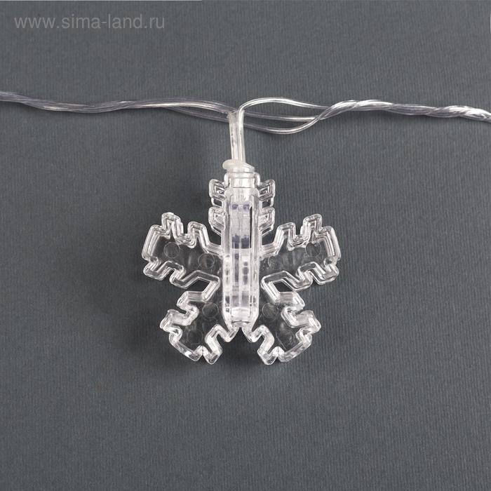 Гирлянда &laquo;Нить&raquo; 4.5 м с насадками &laquo;Прищепки-снежинки&raquo;, IP20, прозрачная нить, 20 LED, свечение белое, 220 В