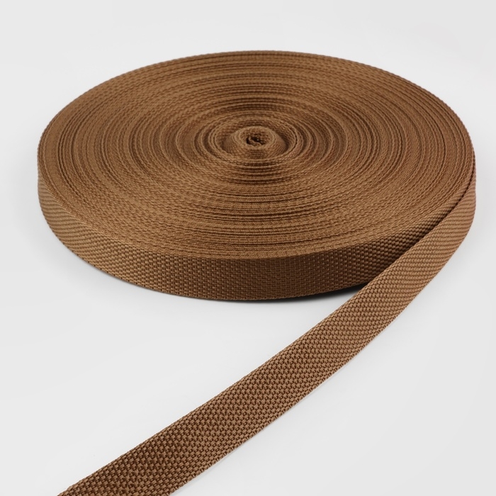 Стропа ременная, 20 мм, 50 &plusmn; 1 м, плотность 6,5 гр/м, цвет коричневый №29-1