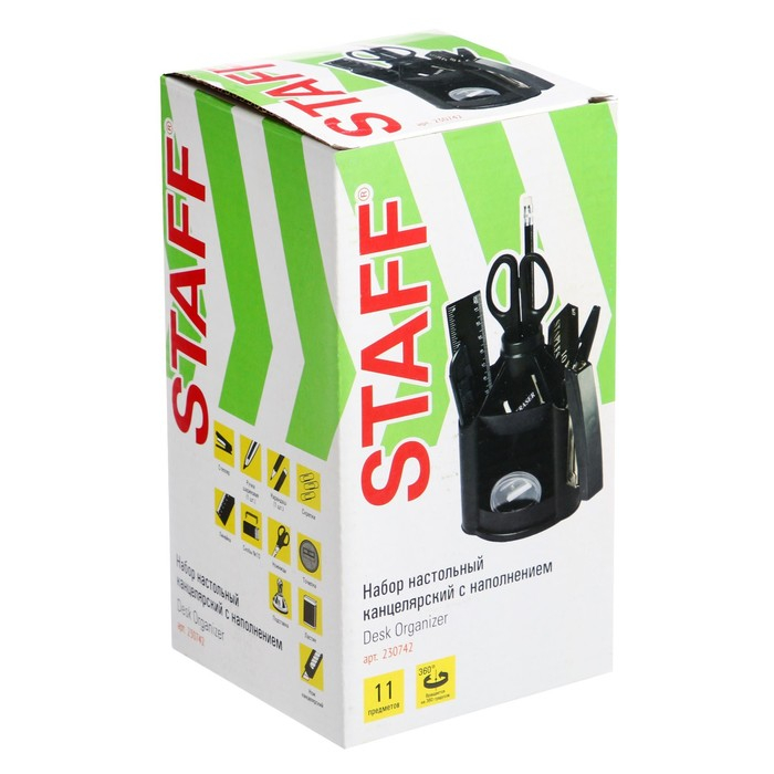 Канцелярский набор 11 предметов, STAFF Канцелярский набор 11 предметов, STAFF "Минидеск", вращающийся
