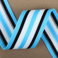 Тесьма трикотажная лампас 40 мм, 9,1 ± 0,5 м, цвет голубой/чёрный/белый Тесьма трикотажная лампас 40 мм, 9,1 ± 0,5 м, цвет голубой/чёрный/белый