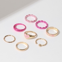 Набор колец 8 штук &laquo;Тинейдж&raquo;, цвет розовый в золоте, 13 размер
