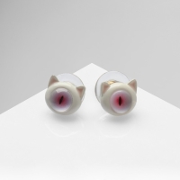 Серьги с эмалью &laquo;Монстрики&raquo; с ушками, цвет бело-розовый