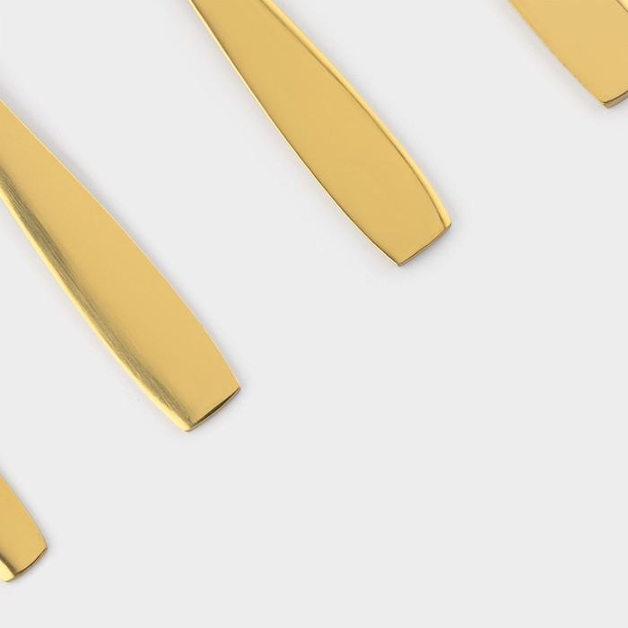 Набор столовых приборов из нержавеющей стали &laquo;Золото&raquo;, 24 предмета, на подставке, цвет золотой